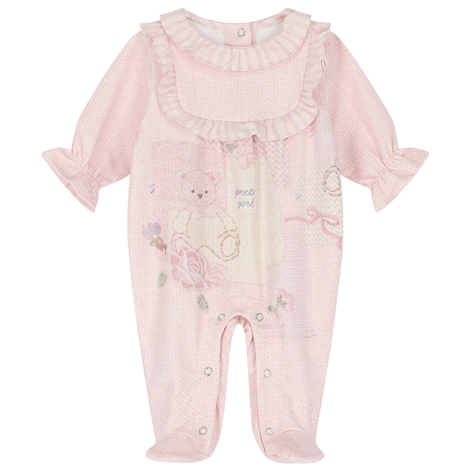 Baby Girls Pink Ruffled Babygrow, 1, hi-res